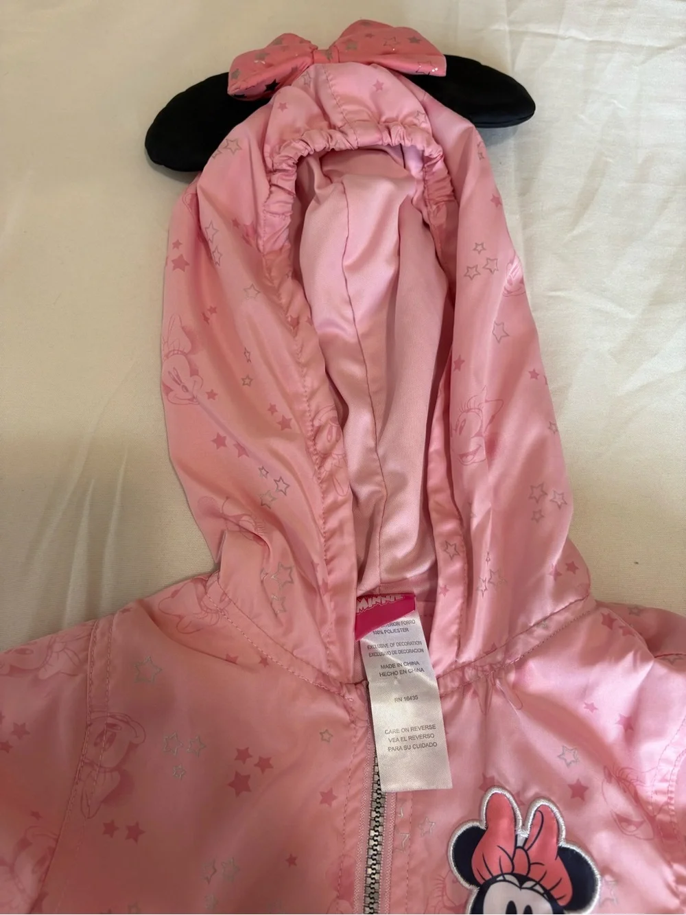Disney Pink Minnie Mouse Hooded Raincoat with Ears